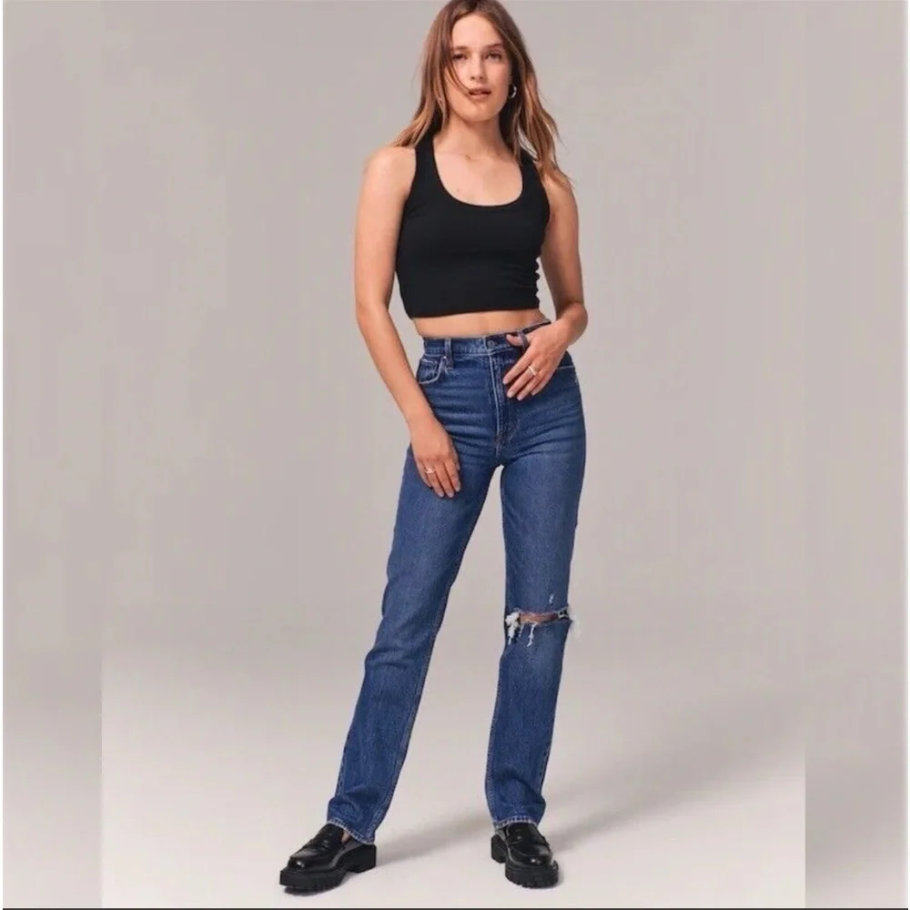 Abercrombie & Fitch Jeans The 90’s Straight Ultra High Rise Festival Y2K Blue 25